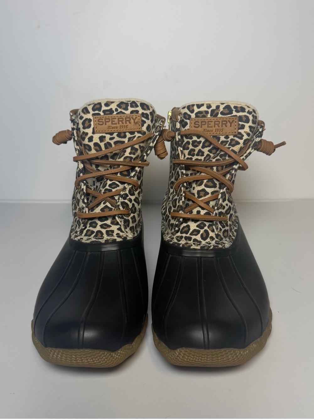 Sperry Top-Sider Women’s Leopard Duck Boots Lace-Up Lined US 8.5 STS85919